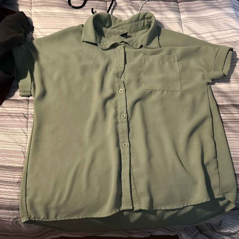 Light green button up shirt